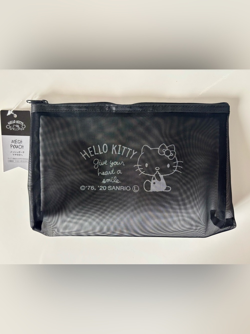 Hello Kitty Black Mesh Cosmetic Bag with White Graphic